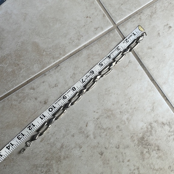 Vintage heavy metal choker necklace geometric diamonds large open links - Picture 5 of 16